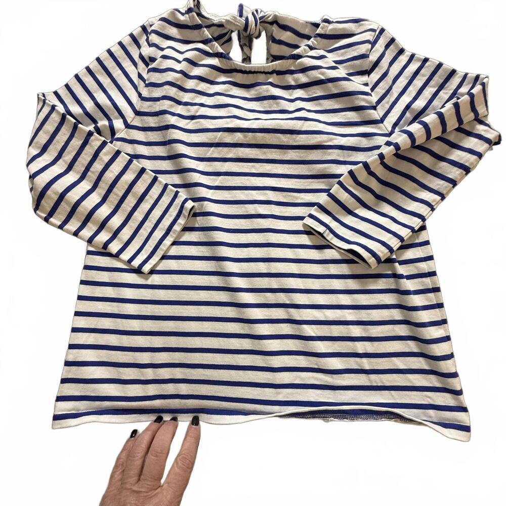 J CREW Blue/White Nautical Bow Back Cotton Long Sleeve Shirt. Womens SZ M Preppy